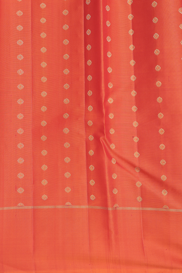 Kanchipuram Silk Saree In Rani Pink With Floral Buttas