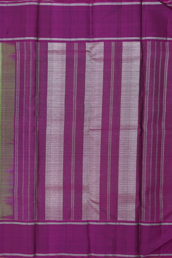 Kanchipuram Silk Saree In Fern Green With Checks Design