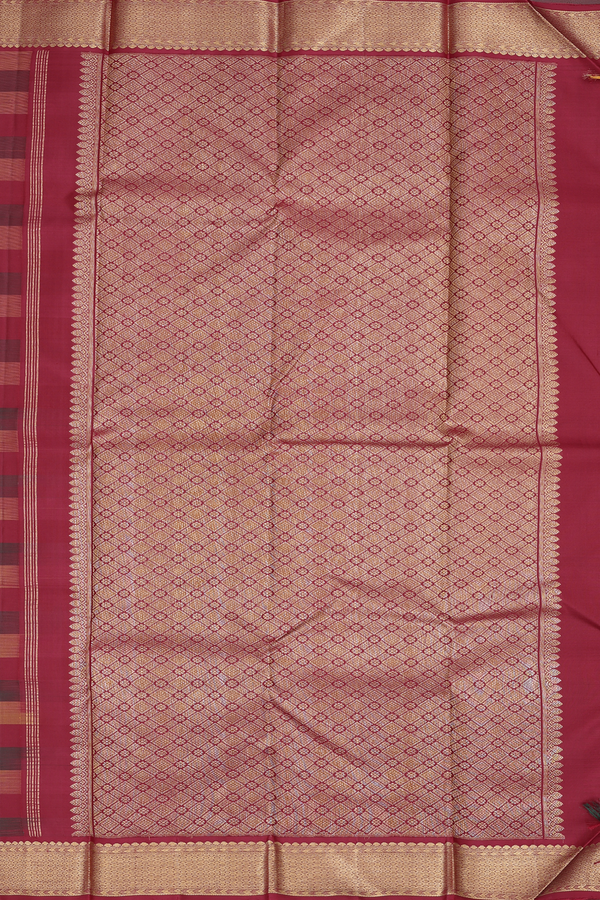 Kanchipuram Silk Saree In Multicolor With Checks Design