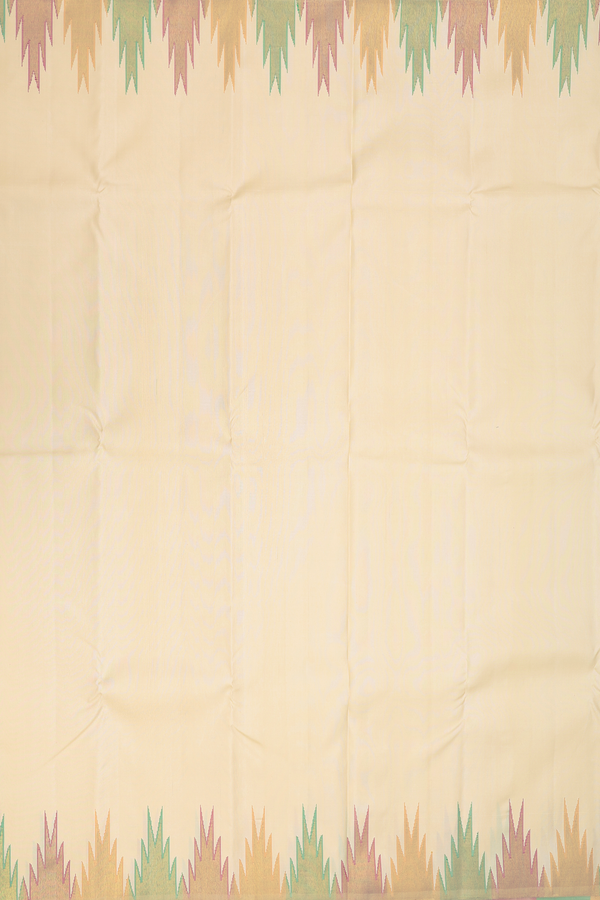 Kanchipuram Silk Saree In Cream Color With Temple Border