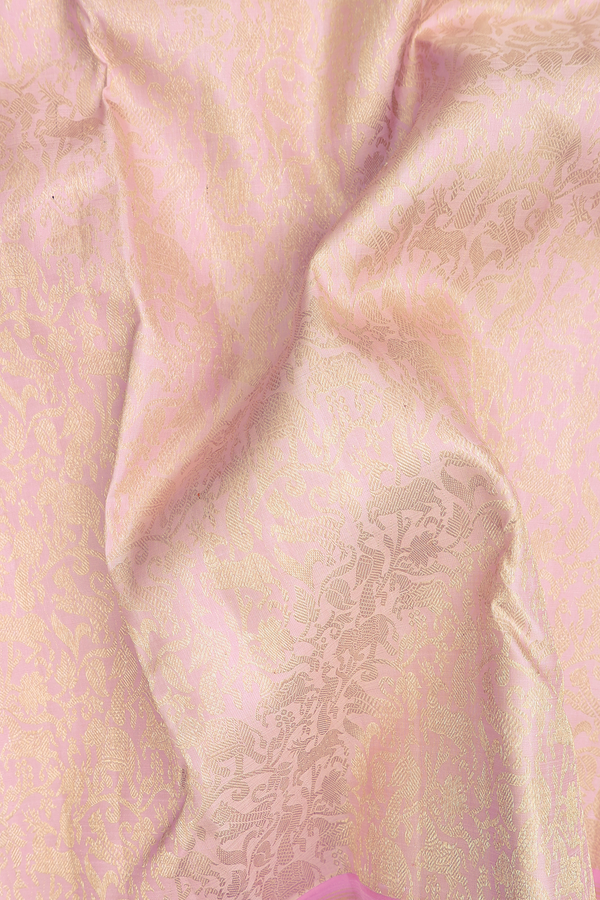 Kanchipuram Silk Saree In Pink With Vanasingaram Design