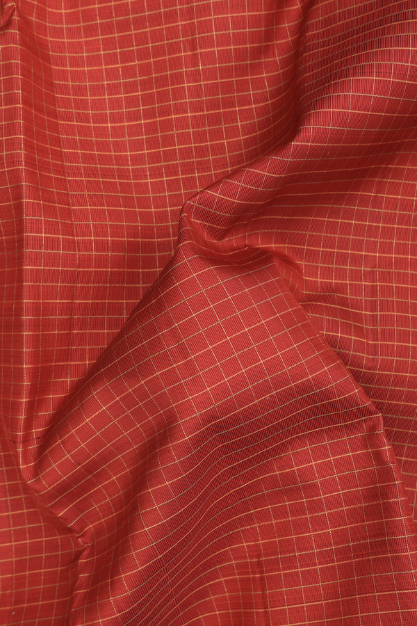 Kanchipuram Silk Saree In Red With Checks Design