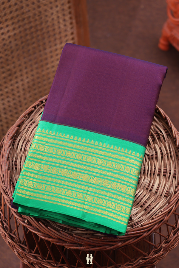 Kanchipuram Silk Saree In Plum Purple With Contrast Border