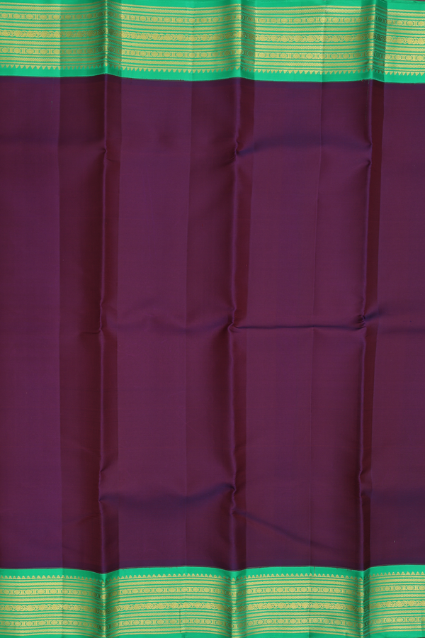 Kanchipuram Silk Saree In Plum Purple With Contrast Border