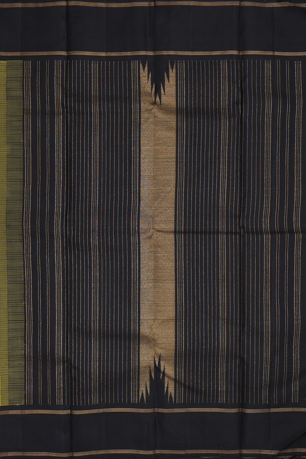 Kanchipuram Silk Saree In Sunflower Yellow With Checks Design