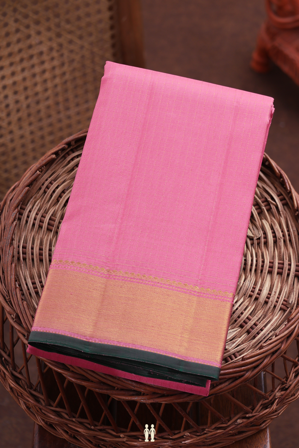 Kanchipuram Silk Saree In Lotus Pink With Checks Design