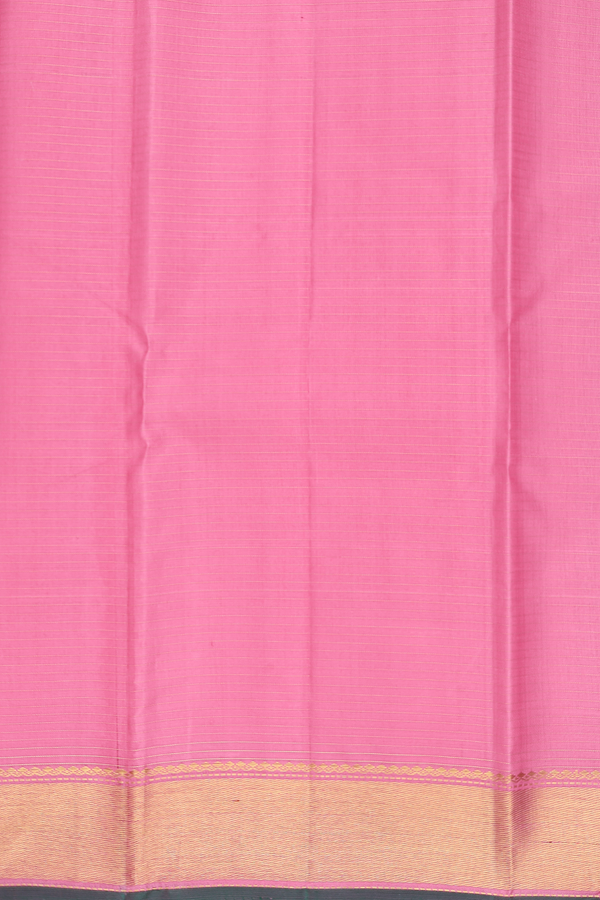 Kanchipuram Silk Saree In Lotus Pink With Checks Design