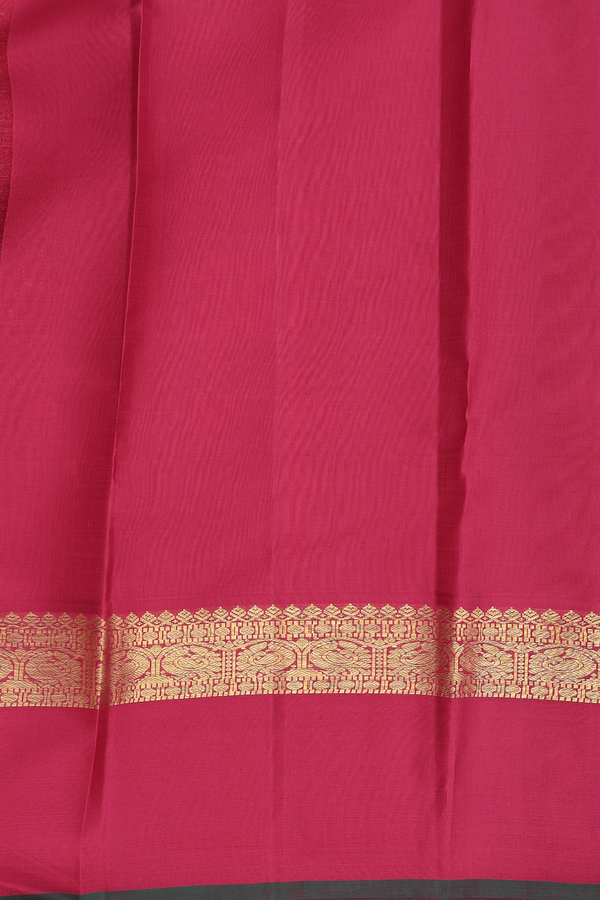 Kanchipuram Silk Saree In Saffron Yellow With Contrast Border