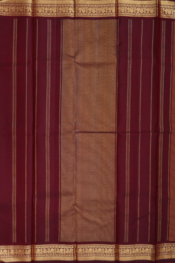 Kanchipuram Silk Saree In Mustard Yellow With Contrast Border