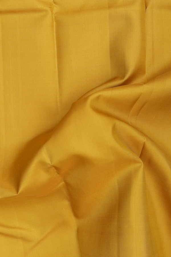 Kanchipuram Silk Saree In Mustard Yellow With Contrast Border