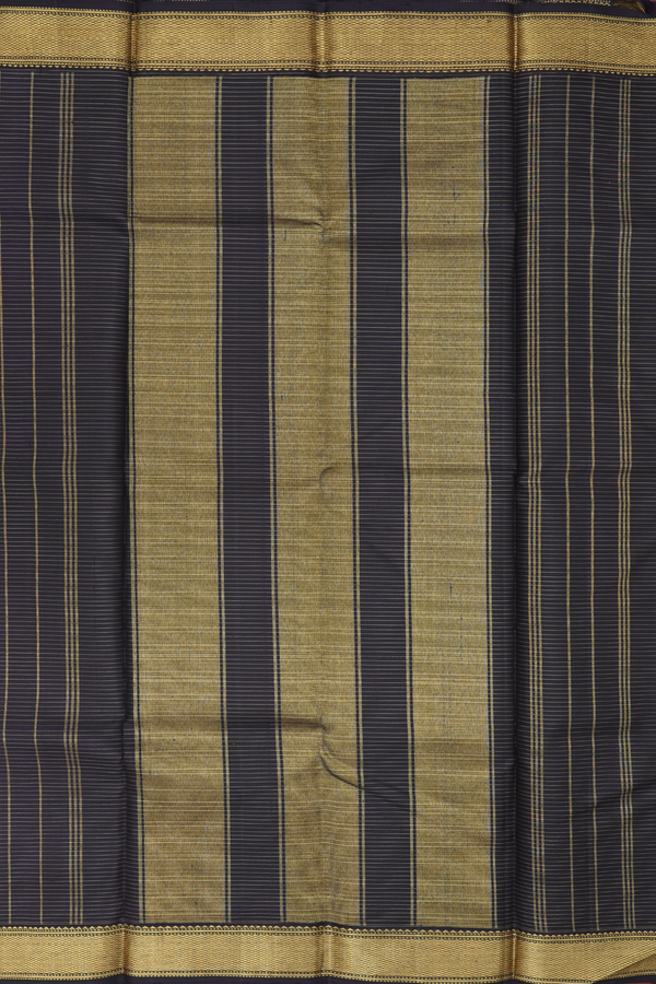 Kanchipuram Silk Saree In Khaki With Checks Design