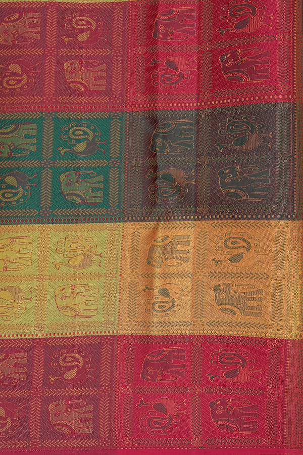 Kanchipuram Silk Saree In Purple With Peacock Chakram Buttas