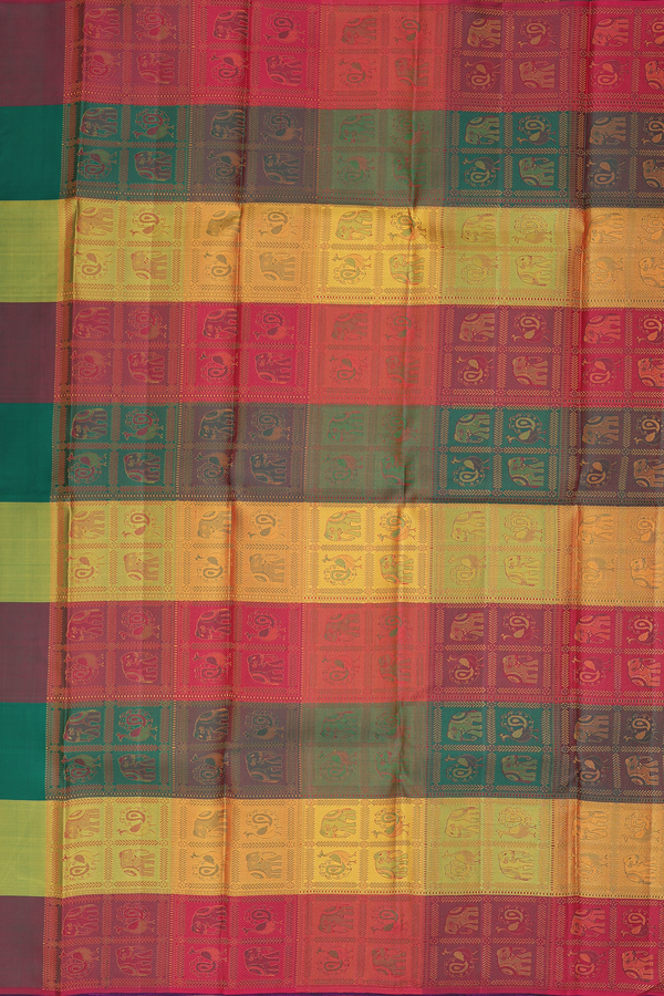 Kanchipuram Silk Saree In Purple With Peacock Chakram Buttas