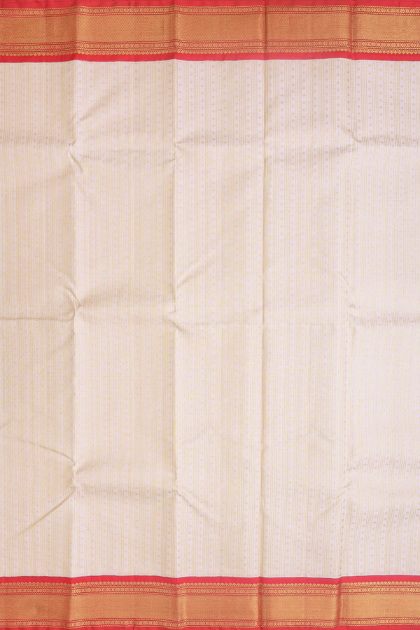 Kanchipuram Silk Saree In Off White With Stripes Design