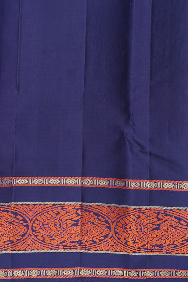 Kanchipuram Silk Saree In Bright Orange With Contrast Border