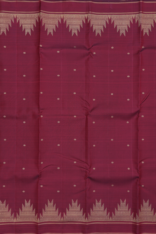 Kanchipuram Silk Saree In Maroon With Floral Buttis