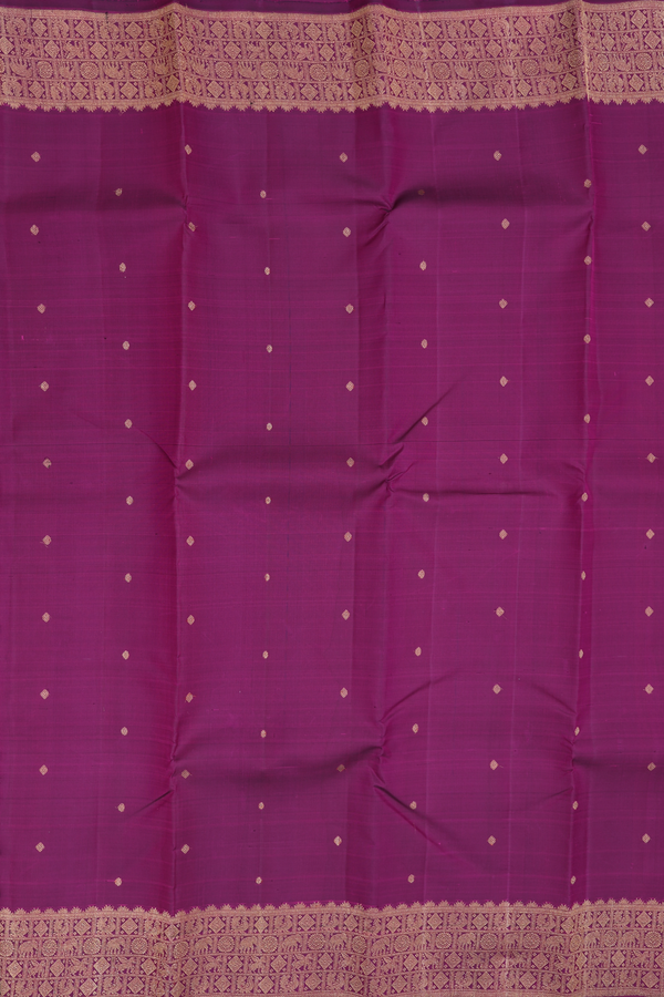 Kanchipuram Silk Saree In Plum Purple With Zari Buttis