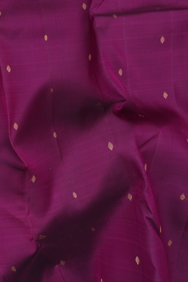 Kanchipuram Silk Saree In Plum Purple With Zari Buttis