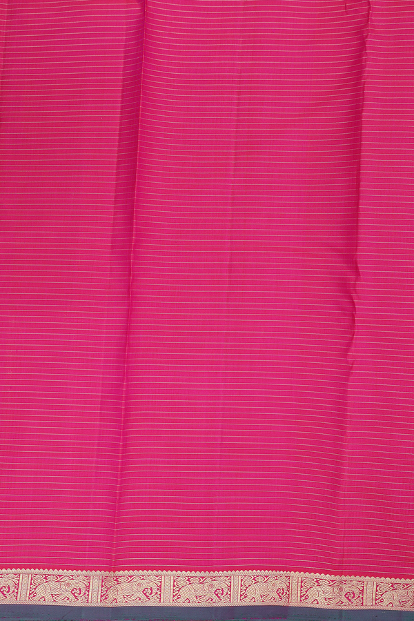 Kanchipuram Silk Saree In Rani Pink With Checks Design