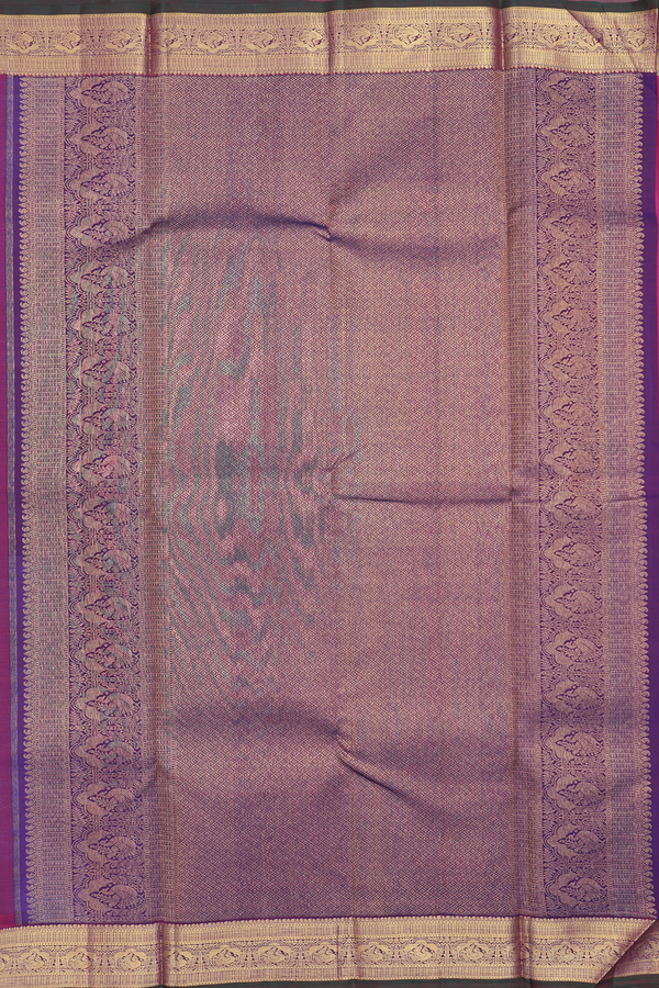 Kanchipuram Silk Saree In Dark Pink With Peacock Buttas
