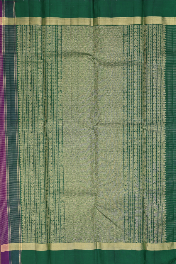 Kanchipuram Silk Saree In Purple Along Checks With Buttas