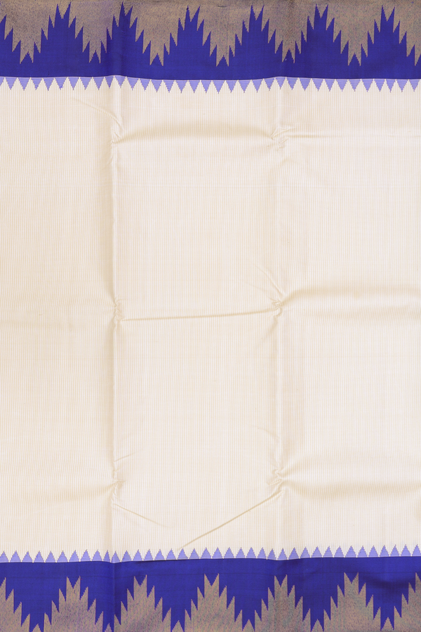 Kanchipuram Silk Saree In Off White With Checks Design