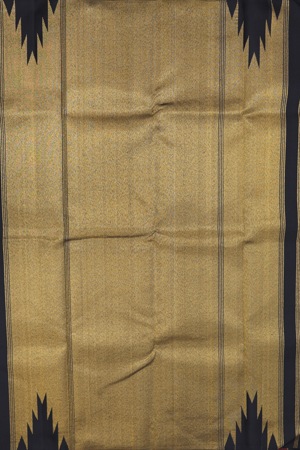 Kanchipuram Silk Saree In Black With Geometric Design