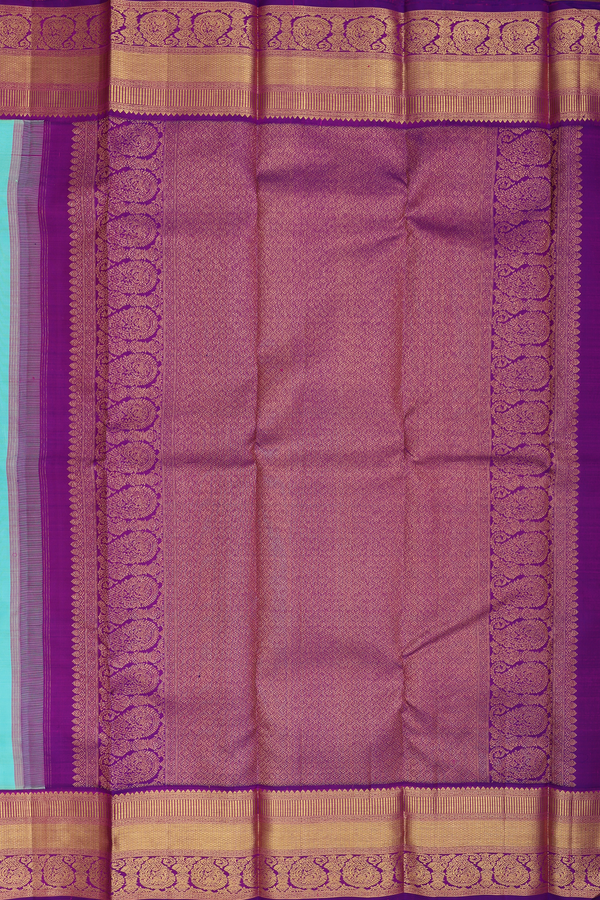 Kanchipuram Silk Saree In Tiffany Blue With Zari Buttas
