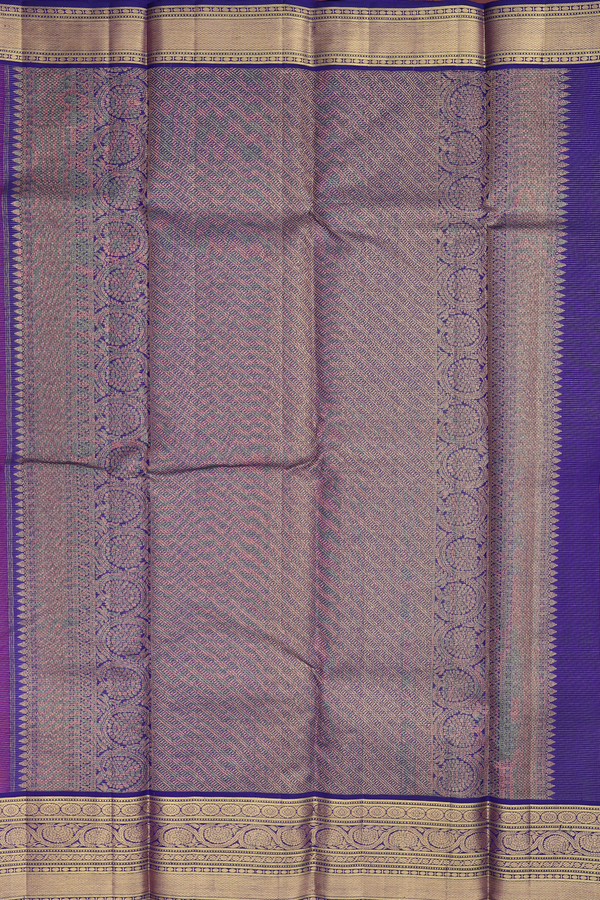 Kanchipuram Silk Saree In Orange Along Checks With Motifs