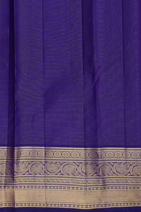 Kanchipuram Silk Saree In Orange Along Checks With Motifs