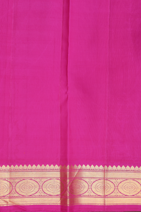 Kanchipuram Silk Saree In Pink And Orange With Stripes Design