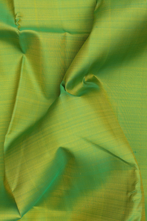 Kanchipuram Silk Saree In Lime Green With Contrast Border