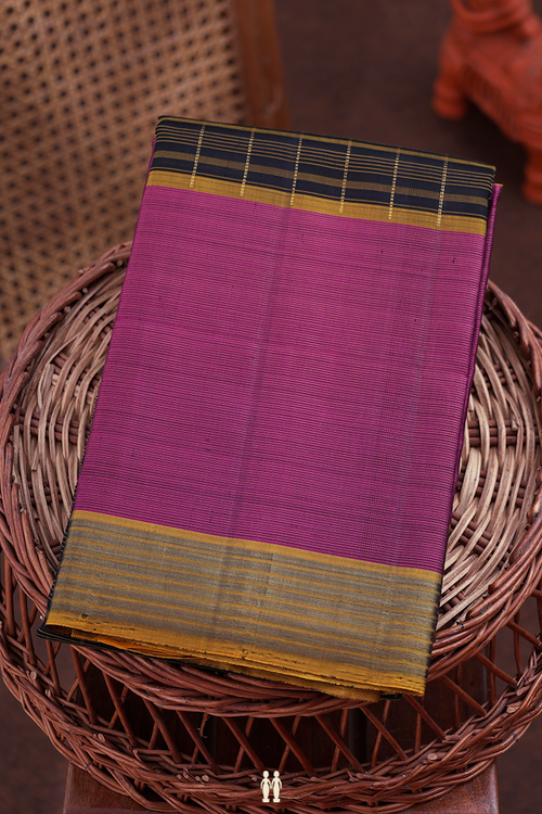 Kanchipuram Silk Saree In Black With Checks Design