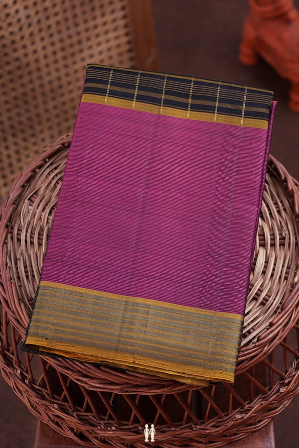Kanchipuram Silk Saree In Black With Checks Design