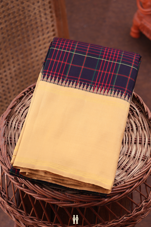 Kanchipuram Silk Saree In Black With Checks Design