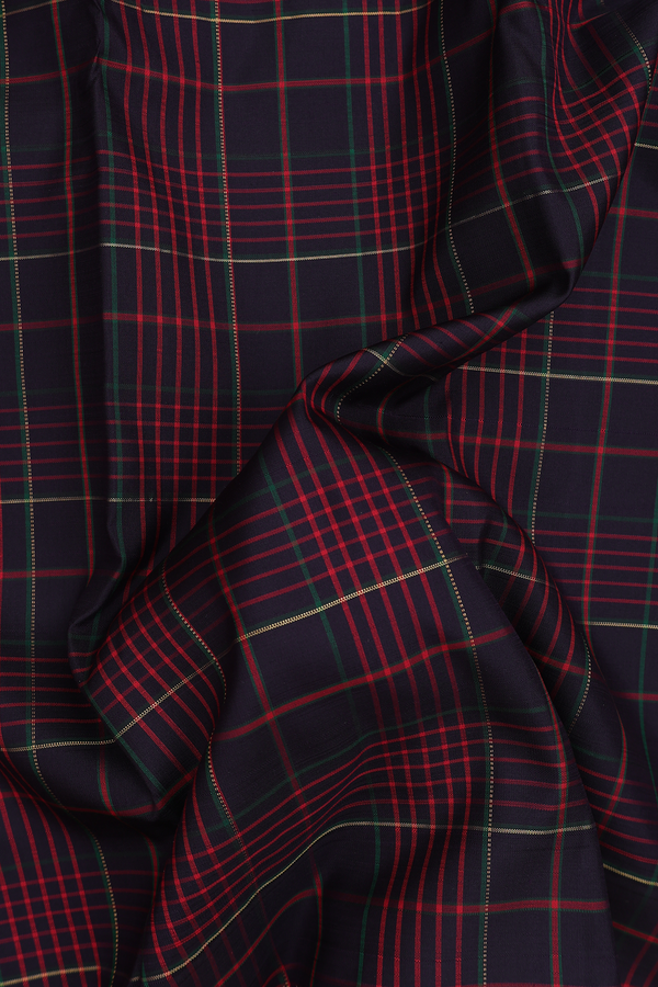 Kanchipuram Silk Saree In Black With Checks Design
