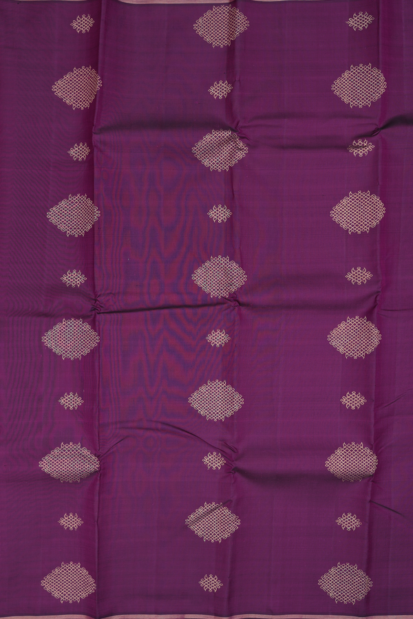 Kanchipuram Silk Saree In Plum Purple With Zari Motifs