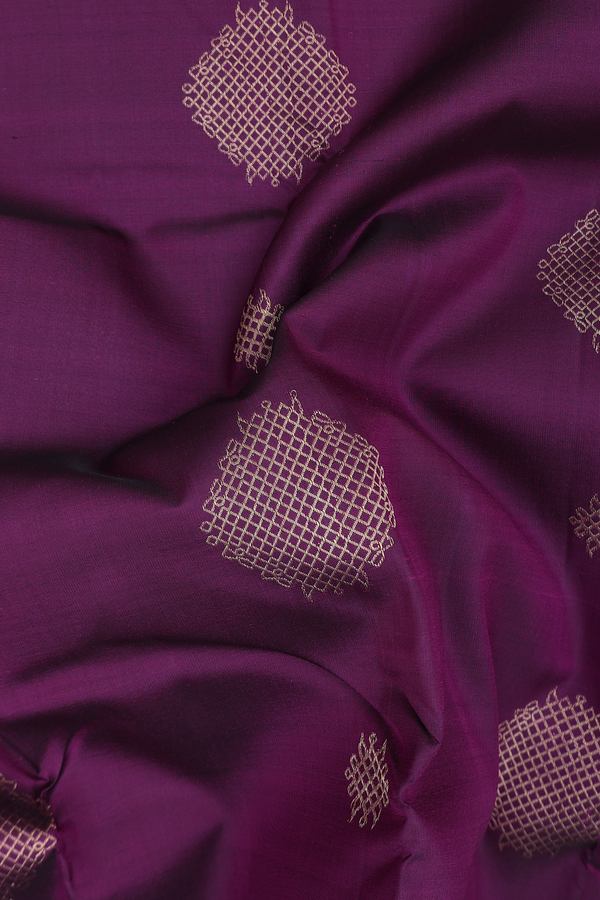 Kanchipuram Silk Saree In Plum Purple With Zari Motifs