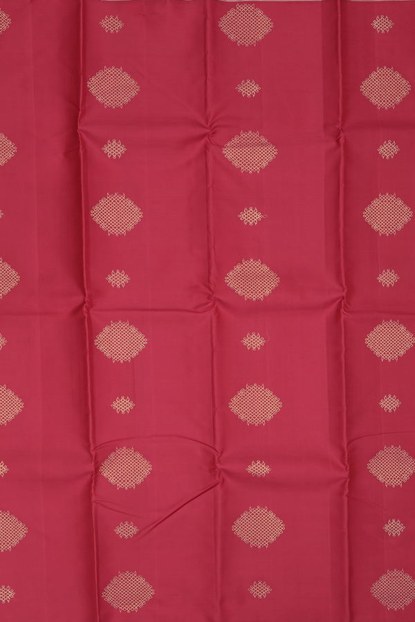 Kanchipuram Silk Saree In Crimson Red With Zari Motifs