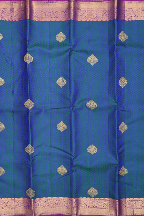 Kanchipuram Silk Saree In Blue With Jacquard Pattern