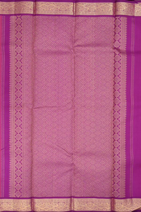 Kanchipuram Silk Saree In Coral Pink With Floral Buttas