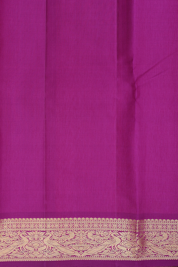 Kanchipuram Silk Saree In Coral Pink With Floral Buttas