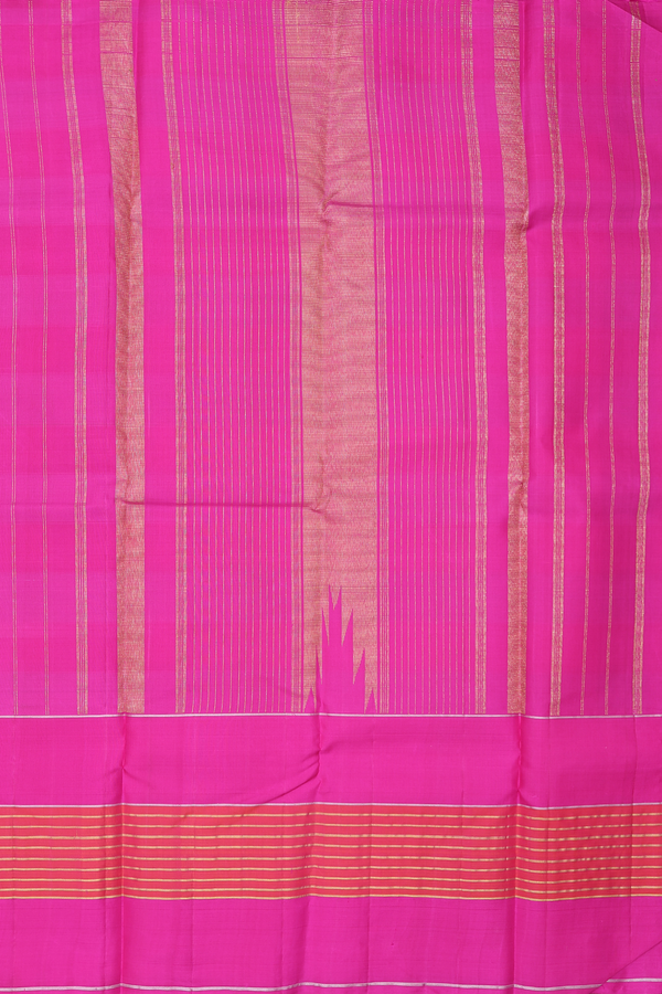 Kanchipuram Silk Saree In Yellow And Green With Checks Design