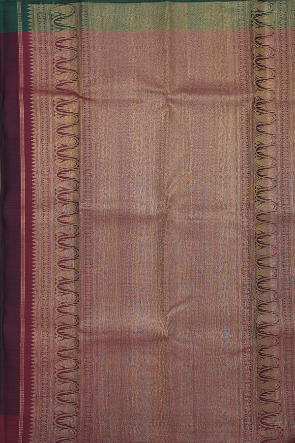 Kanchipuram Silk Saree In Black With Parrot Buttas