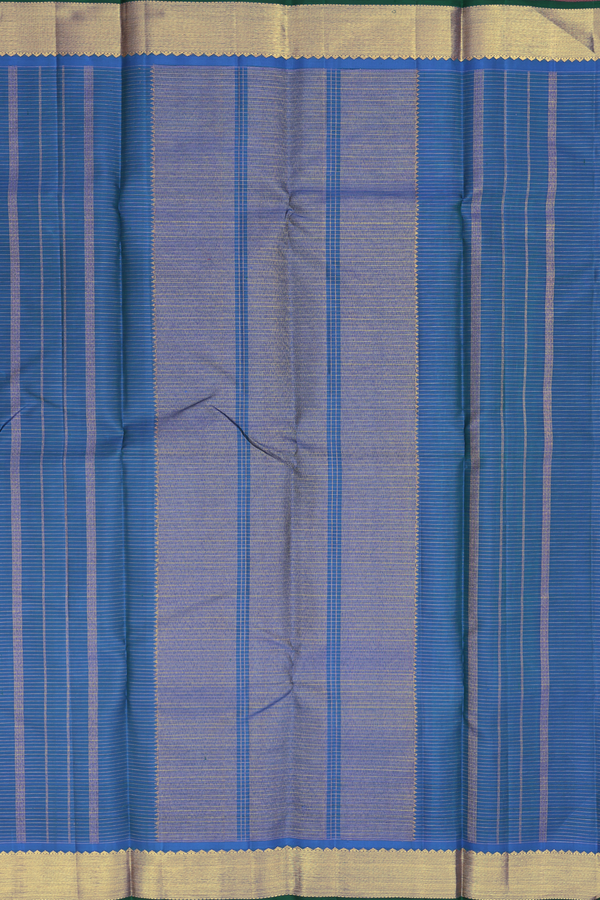 Kanchipuram Silk Saree In Cobalt Blue With Checks Design