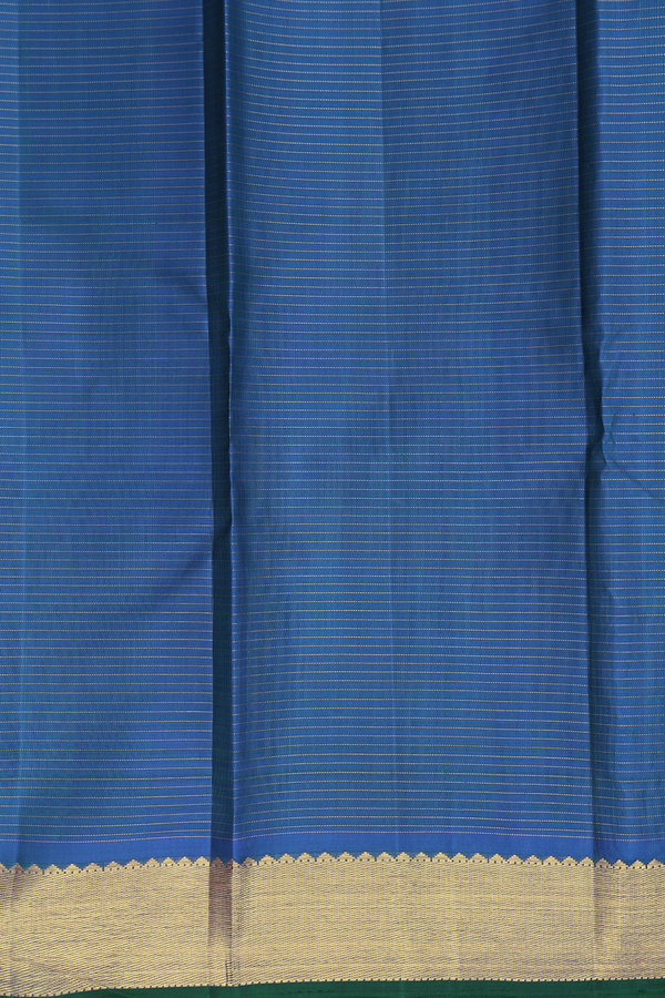Kanchipuram Silk Saree In Cobalt Blue With Checks Design