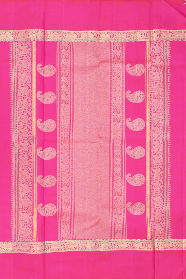 Kanchipuram Silk Saree In Rani Pink With Chakram Buttas