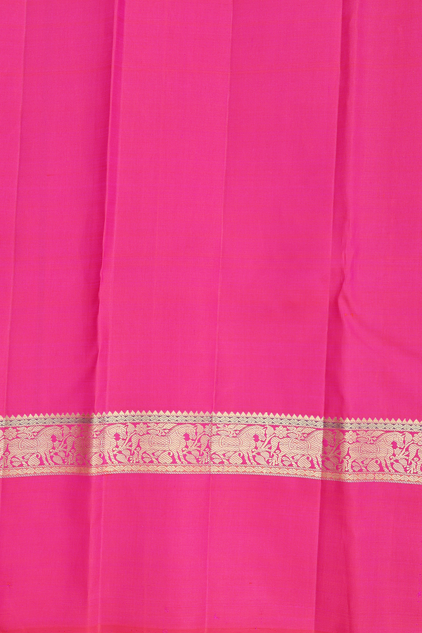 Kanchipuram Silk Saree In Rani Pink With Chakram Buttas