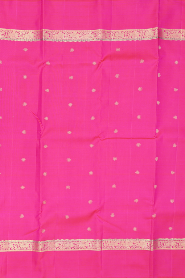 Kanchipuram Silk Saree In Rani Pink With Chakram Buttas