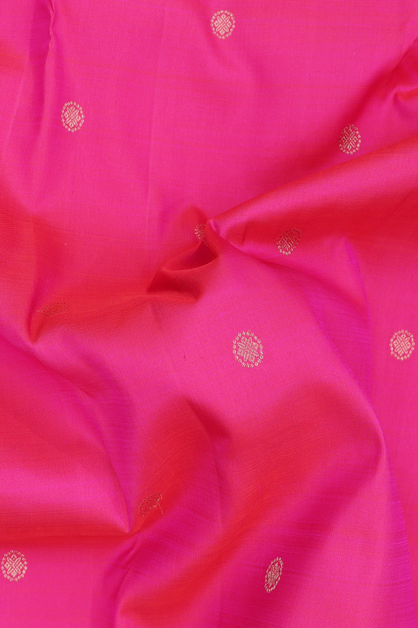 Kanchipuram Silk Saree In Rani Pink With Chakram Buttas